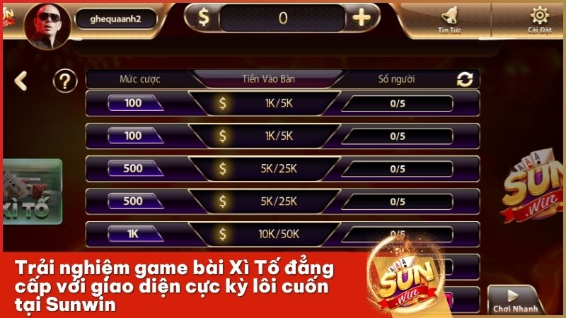 Sunwin mang đến không gian giải trí Xì Tố chuyên nghiệp và cực kỳ uy tín